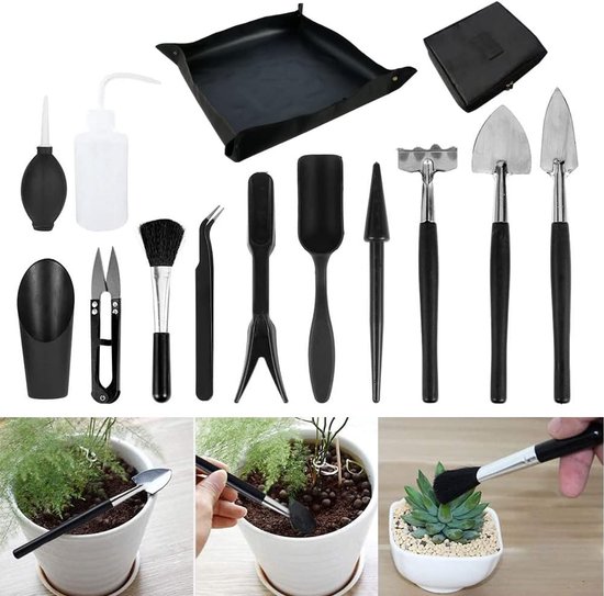 15-teiliges Bonsai-gartenwerkzeugset Mit Werkzeugtasche, Für Die Zimmer- Und Gartenpflanzenpflege, 50 × 50 Cm