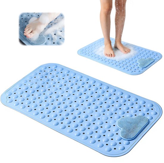 Rutschfeste Badematte (40 X 70 Cm) – Blaue Saugnapfmatte Mit Massagestruktur Und Maschinenwaschbar