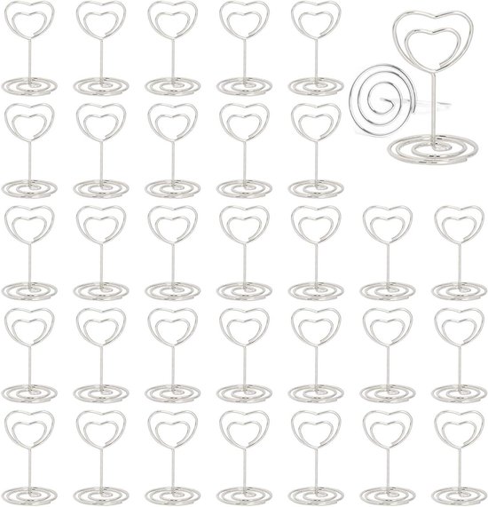 Namenskartenhalter, Fotoclip-halter, Fotohalter Auf Ständer, 30 Stück Tischkartenhalter Für Wedgs, Weihnachtsfeiern, Bankette, Valentinstag, Liebe, Silber