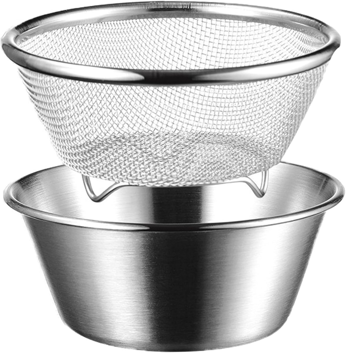 14 Cm Mini-sieb – Edelstahl-sieb-set (304) Mit Schüssel – Kleines Metallsieb Mit Feinem Netzgewebe – Zum Waschen Und Abtropfen Von Reis, Obst Und Gemüse