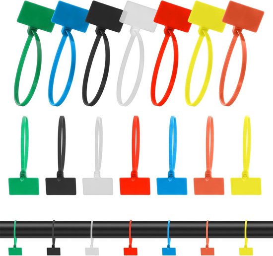 100 Stück, Kabeletiketten, Farbige Kabelbinder, Selbstsichernde Kabelbinder Aus Nylon, Mehrfarbige Etiketten Zur Kennzeichnung