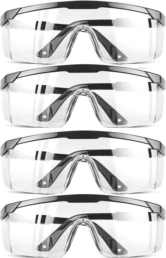 4er-pack Schutzbrillen – Transparent Und Stoßfest – Kann Über Der Normalen Brille Getragen Werden – Weites Sichtfeld – Schutzbrille