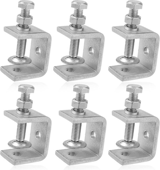 C-klemmen, 6 Stück, Mit M8-außengewinde, Einstellbarer Spannbereich 0–25 Mm, Für Holzbearbeitung Und Schweißmontage, Edelstahl, Silberfarben, 2,4 × 3,2 × 5,5 Cm