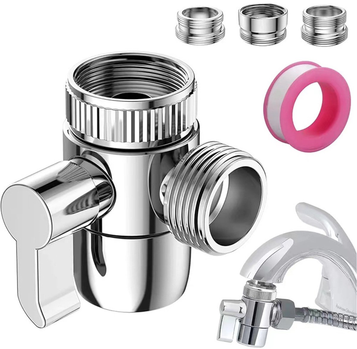 3-wege-umstellventil, 3-wege-umstellventil G1/2 M22 X M24, 3-wege-umschaltventil Mit Umstellventil, Duschadapter-durchflussumsteller Für Badezimmer
