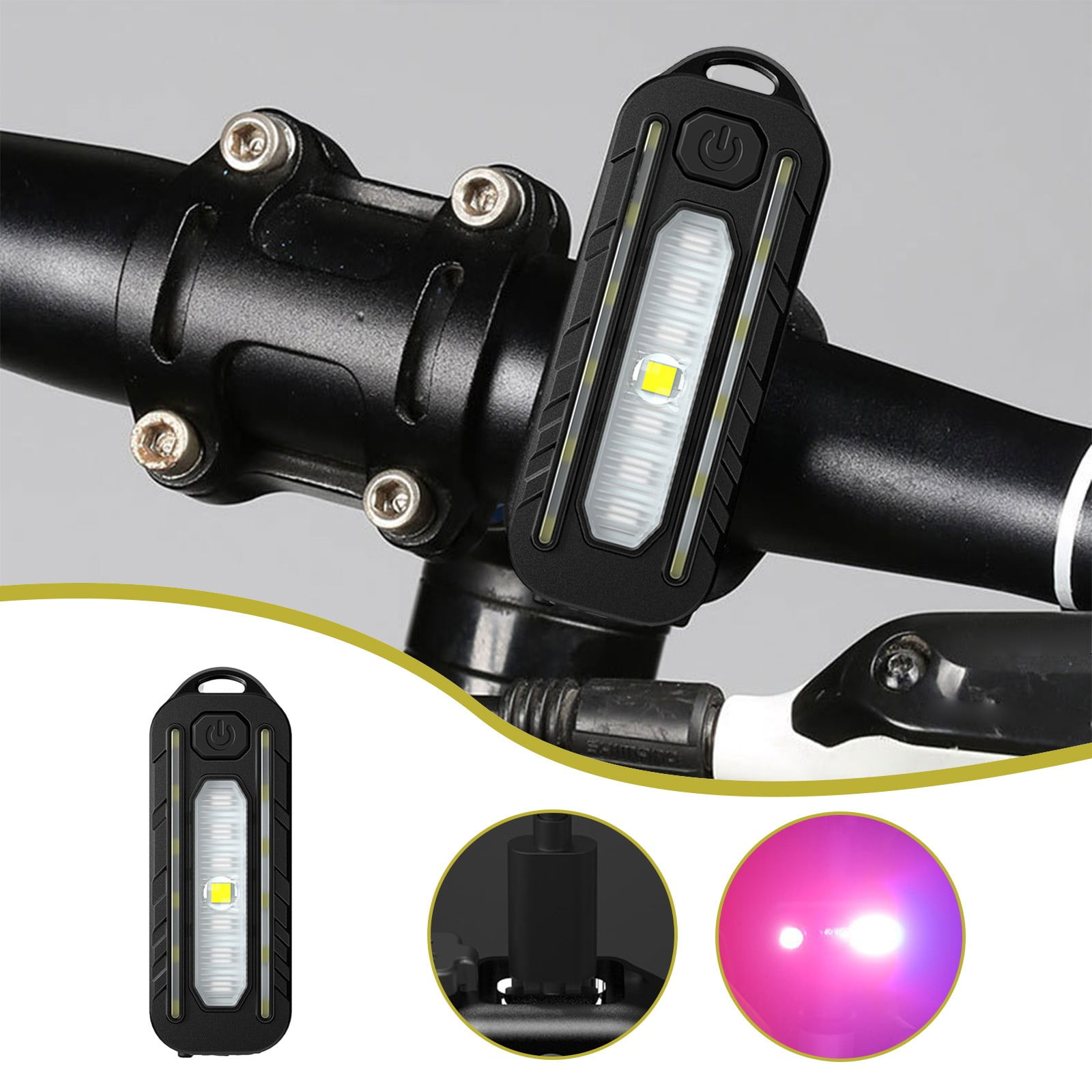 Fahrradlichtset, Usb-wiederaufladbar – Wiederaufladbare Vorder- Und Rücklichter, Ideal Für Nachtfahrten Und Radfahren, Geeignet Für Radfahrer, Schwarz.