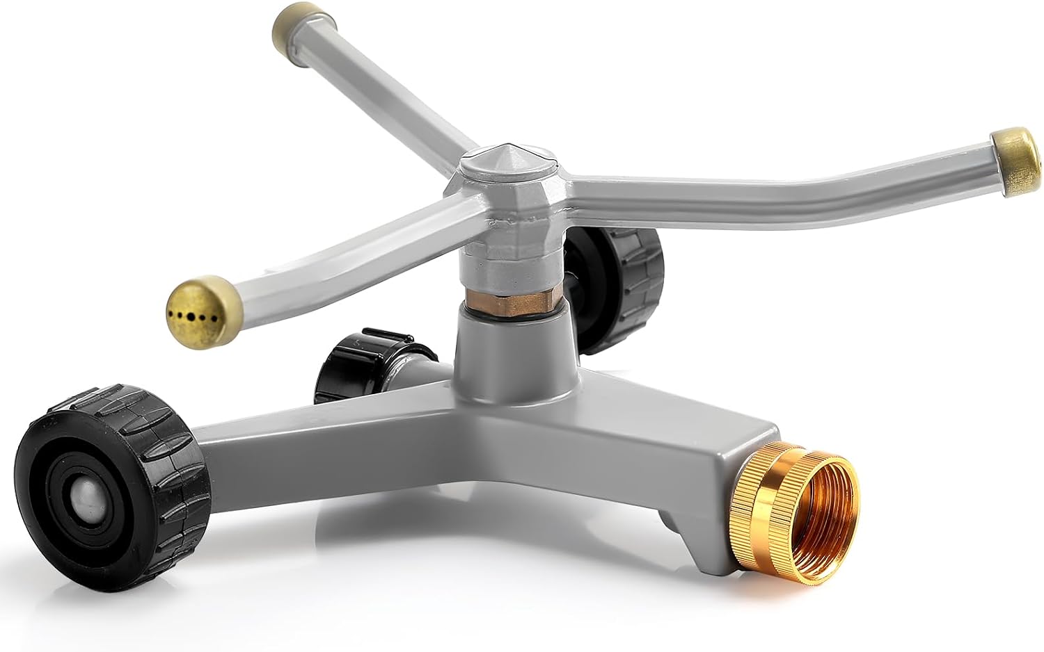 Einteiliger, Drehbarer Rasensprenger Aus Metall Mit 3 Armen – Robuster, Automatischer Schwenkkopf Und Radgestell Für Rasen, Garten Und Hinterhof.