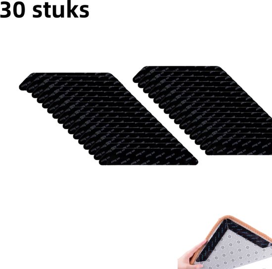 30er-packung, Antirutsch-teppichflicken, Trapezförmige Teppichflicken, Geeignet Für Teppiche, Horizontale Sofas, Antirutschmatten, Schwarz (12020mm)