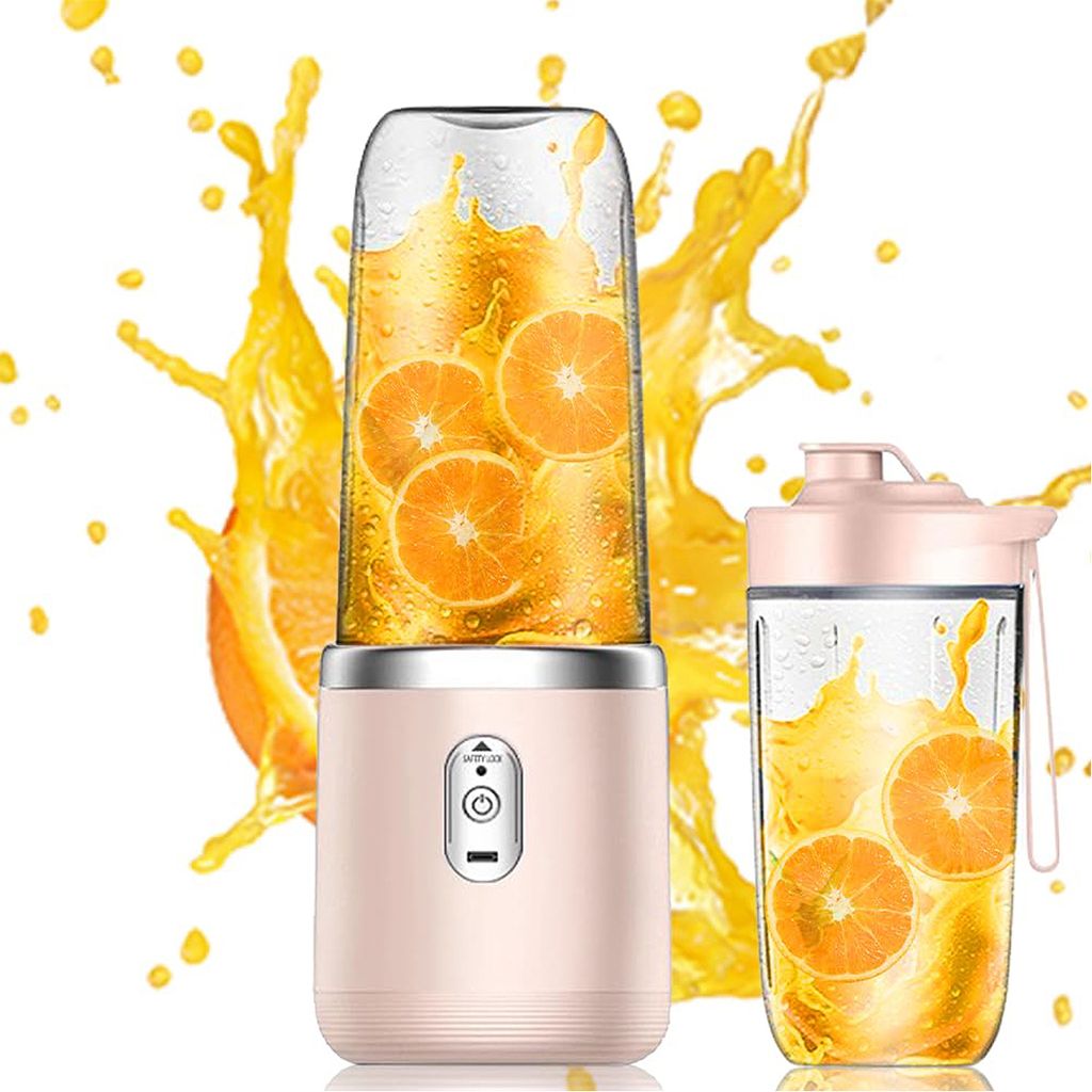 Tragbarer Standmixer Mit Zwei Mixbechern, 400 Ml Tragbarer Elektrischer Standmixer, Kabelloses Design, Mini-standmixer, Rosa.