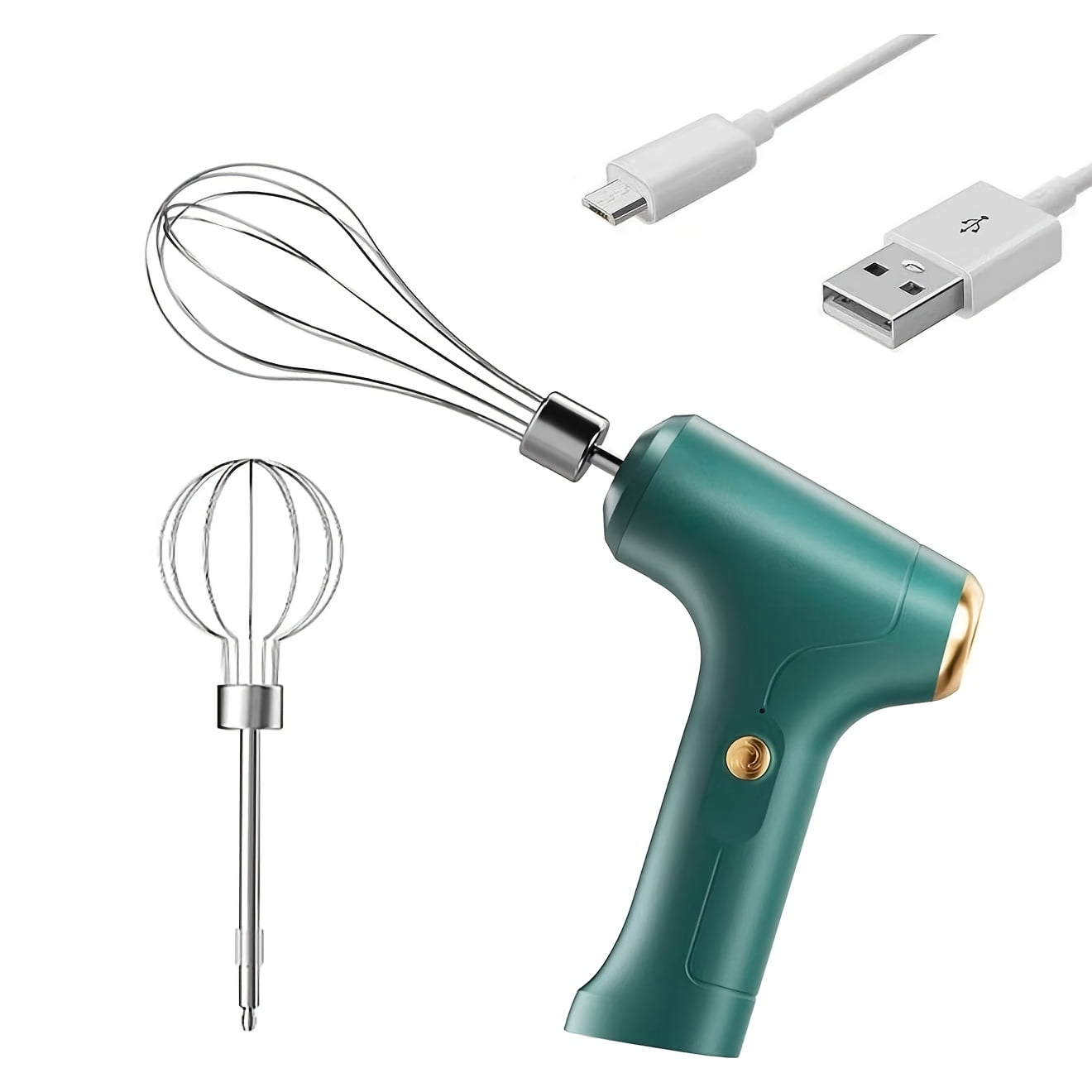 Stabmixer Kabelloser Elektrischer Stabmixer Für Zuhause – Usb-aufladung – Edelstahl 304 – 3 Geschwindigkeitsstufen (grün) Für Küche Und Backen