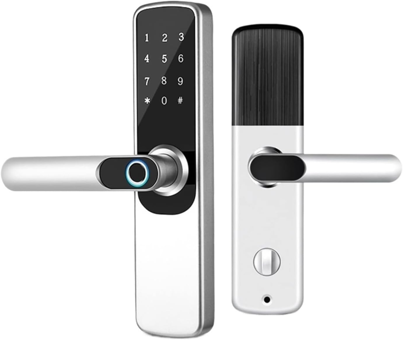 Intelligentes Türschloss, Elektronisches Türschloss, Schlüsselloser Zugang, Fingerabdruck-türschloss Mit Griff, App-steuerung Für Homeoffice (silber)