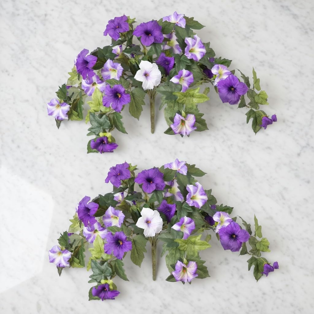 Zwei Bündel Künstliche Prunkwinden, Zwergpetuniensträucher, Hängeblumen, Lila