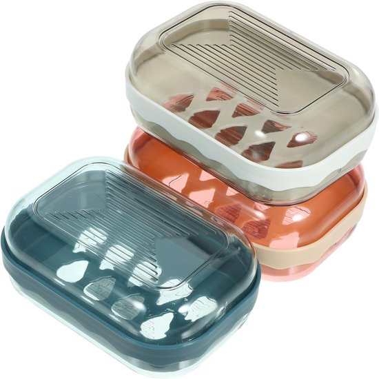 Seifenschale – 3-teilig – Seifenhalter – Reise-seifenbox – Mit Deckel – Abnehmbar – Tragbar – Reise-seifenschale – Badezimmeraccessoires – Reise-seifenbox – Für