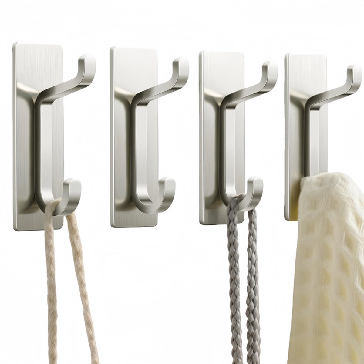 4er-pack Kleiderhaken – Garderobenhaken – Kleiderhaken – Zum Aufhängen – Extra Stark Klebend, Max. 6 Kg – Selbstklebend – Aus Edelstahl