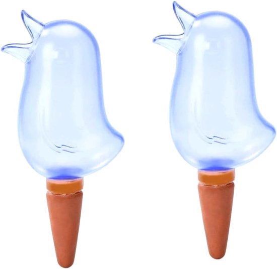 Selbstaufnehmender Wasserspender – Tropfkanne – Pflanzenpflege – Vogelmotiv – 2er-pack – Blau