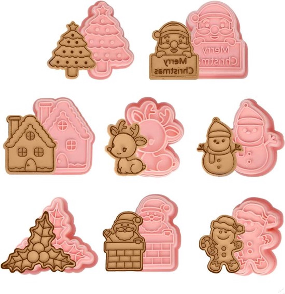 Weihnachtsplätzchen-ausstechformen-set, 8-teilig – Schneemann, Weihnachtsbaum, Weihnachtsmann, Rentier, Lebkuchen – Zum Backen Und Dekorieren Von Kuchen