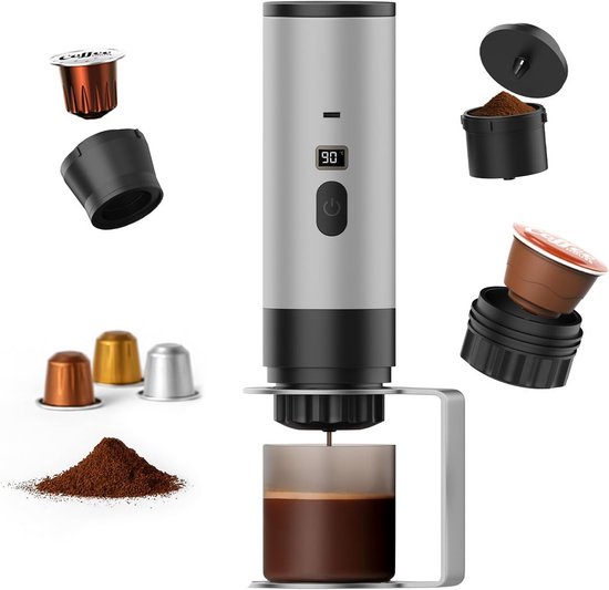 Tragbare Kaffeemaschine – Elektrische Espressomaschine – Kaffeegenuss Jederzeit Und Überall – Selbstheizsystem – 80-ml-wassertank – Silber