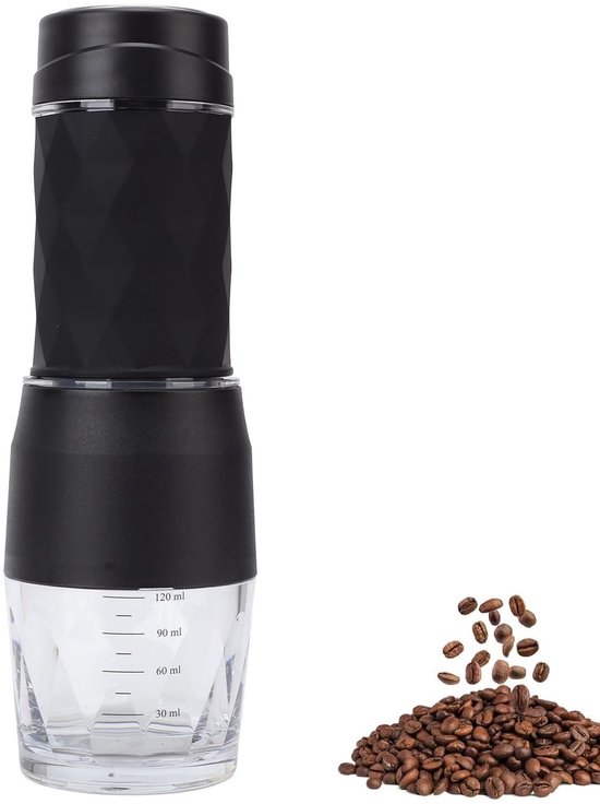 Tragbare Kaffeemaschine – Mini-espressomaschine – Manuelle Kaffeemaschine – Schwarz – Geeignet Für Kapseln Und Gemahlenen Kaffee – Ideal Für...