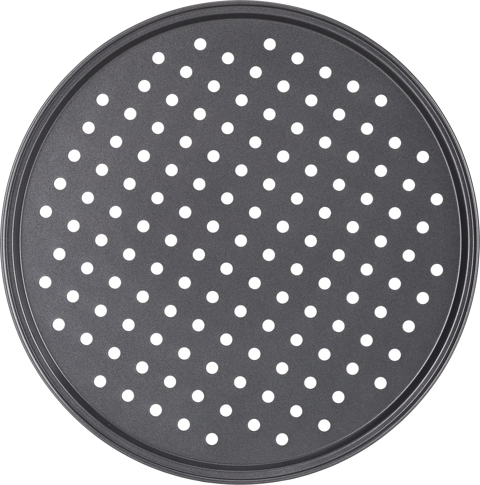 Rundes Pizzablech-set (2-teilig) – Pizzabacknetz Mit Perforiertem Kühlnetz Und Perforierter Unterlage – Schwarz