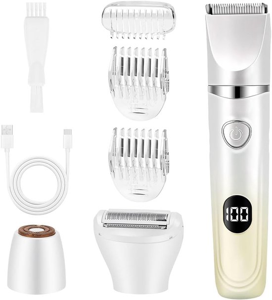 Elektrischer Damenrasierer, 3-in-1 Epilierer Mit 3 Aufsätzen Und Führungskämmen, Schmerzfreie Rasur, Ipx6 Wasserdicht.