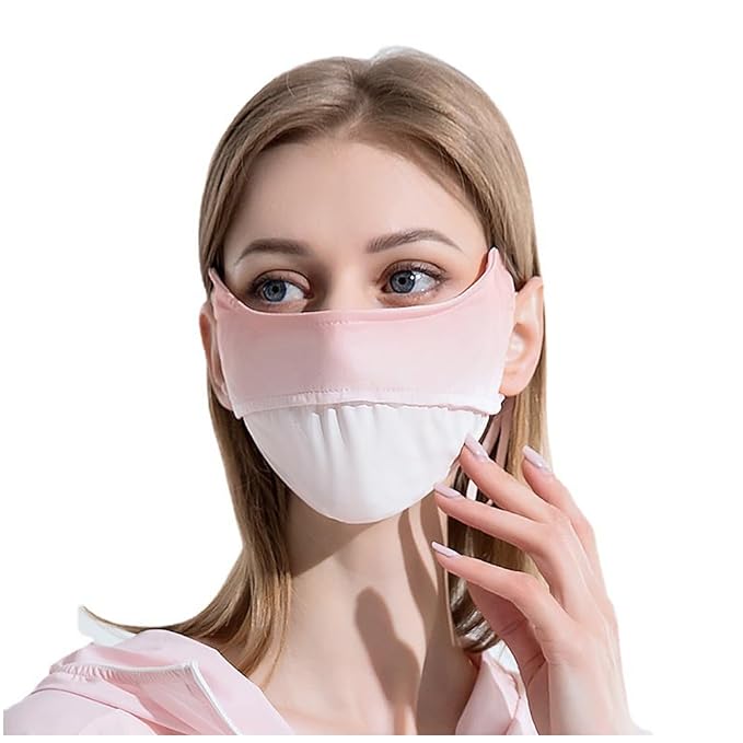 Atmungsaktive, Wiederverwendbare Sonnenschutz-gesichtsmaske Für Damen, Geeignet Für Den Außenbereich – Hellrosa
