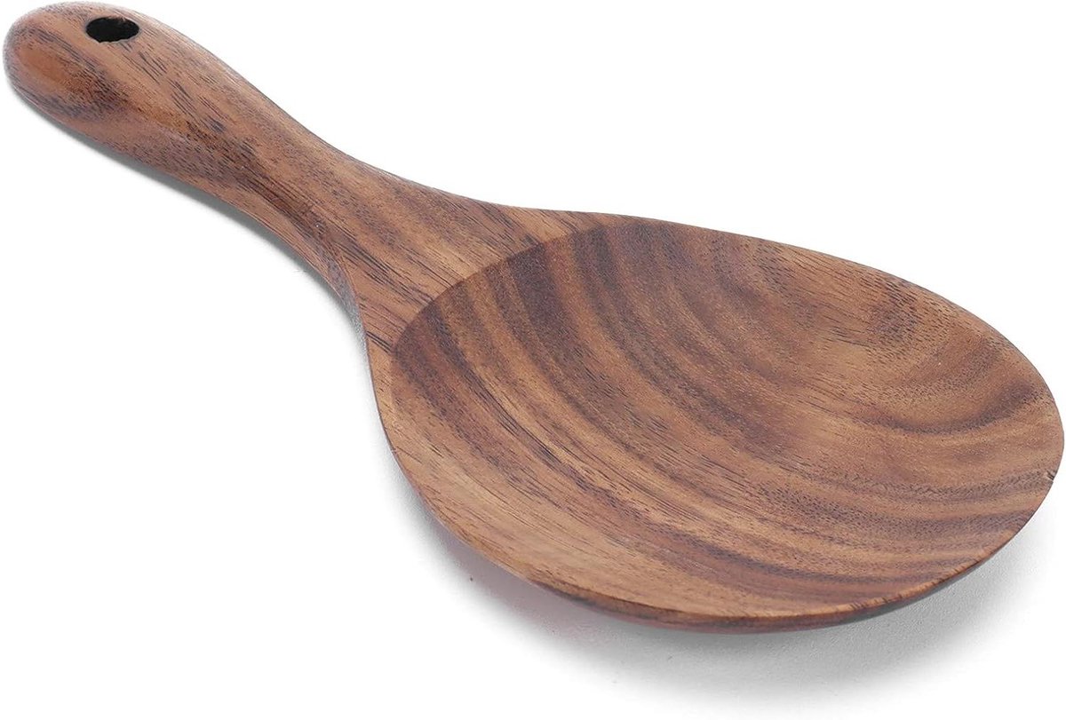 Reislöffel Aus Holz – Hitzebeständiger Küchenlöffel – Multifunktionales Küchenutensil Mit Antihaftbeschichtung – Tragbarer Reislöffel Mit Langem Griff