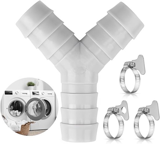 2-wege-y-stück-adapter – Für Wasserzufuhr, Waschmaschine, Doppelanschluss Mit 3 Klemmen (grau)