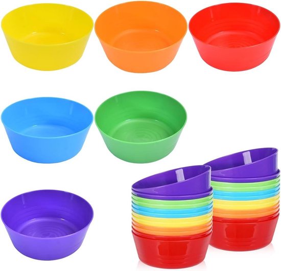 24 Wiederverwendbare Plastikschüsseln (je 300 Ml), Bruchfest, Ideal Für Kinderfrühstück, Suppe, Snacks, Spülmaschinen- Und Mikrowellengeeignet, Auch Zum Servieren Von Obstsalat.