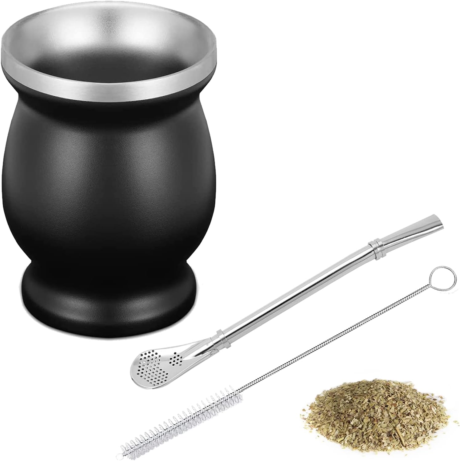 Doppelwandiges Yerba-tee-set, Schwarztee, Kaffee, 237 Ml, Yerba-becher, Yerba Mate, Mit Strohhalm, Yerba-mate-becher, Für Yerba Mate, Milch Und Saft