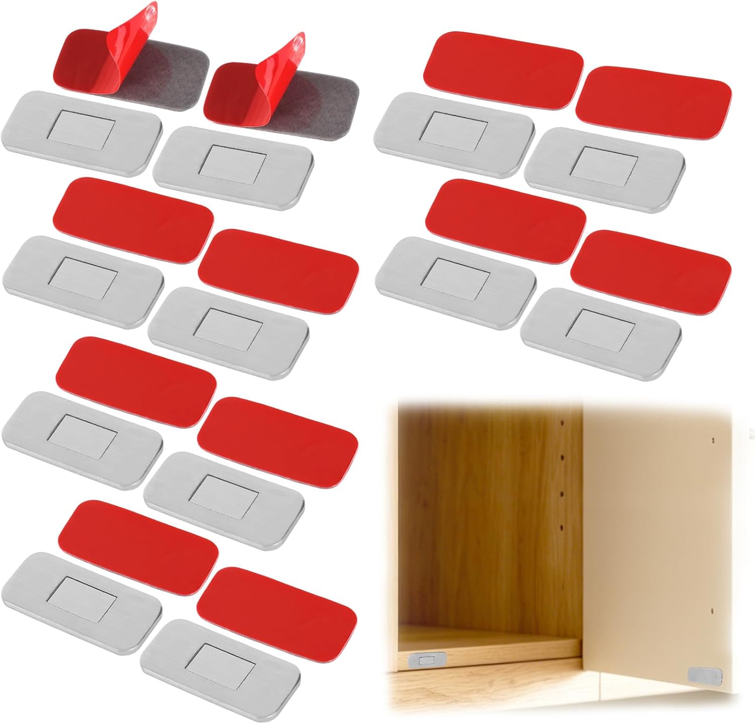 12er-pack Magnetische Schranktürverschlüsse – Ultradünn, Edelstahl, Bohrfrei, Doppelseitig – Für Kleiderschränke