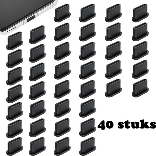 40er-packung Silikon-staubschutzstopfen Für Usb-c/type-c-ladeanschlüsse – Schwarz