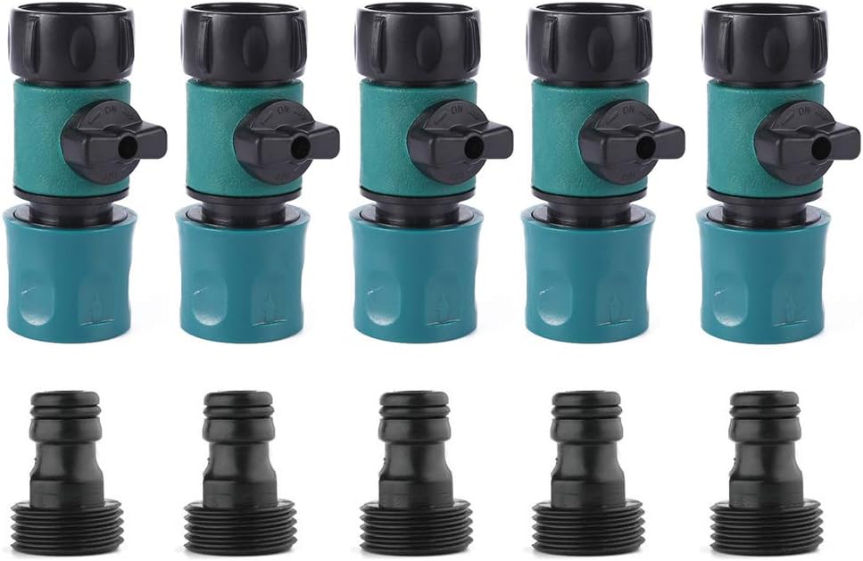 Fünf Sets (10 Stück) Schnellkupplungsadapter Für Wasserschläuche Mit Absperrventil.