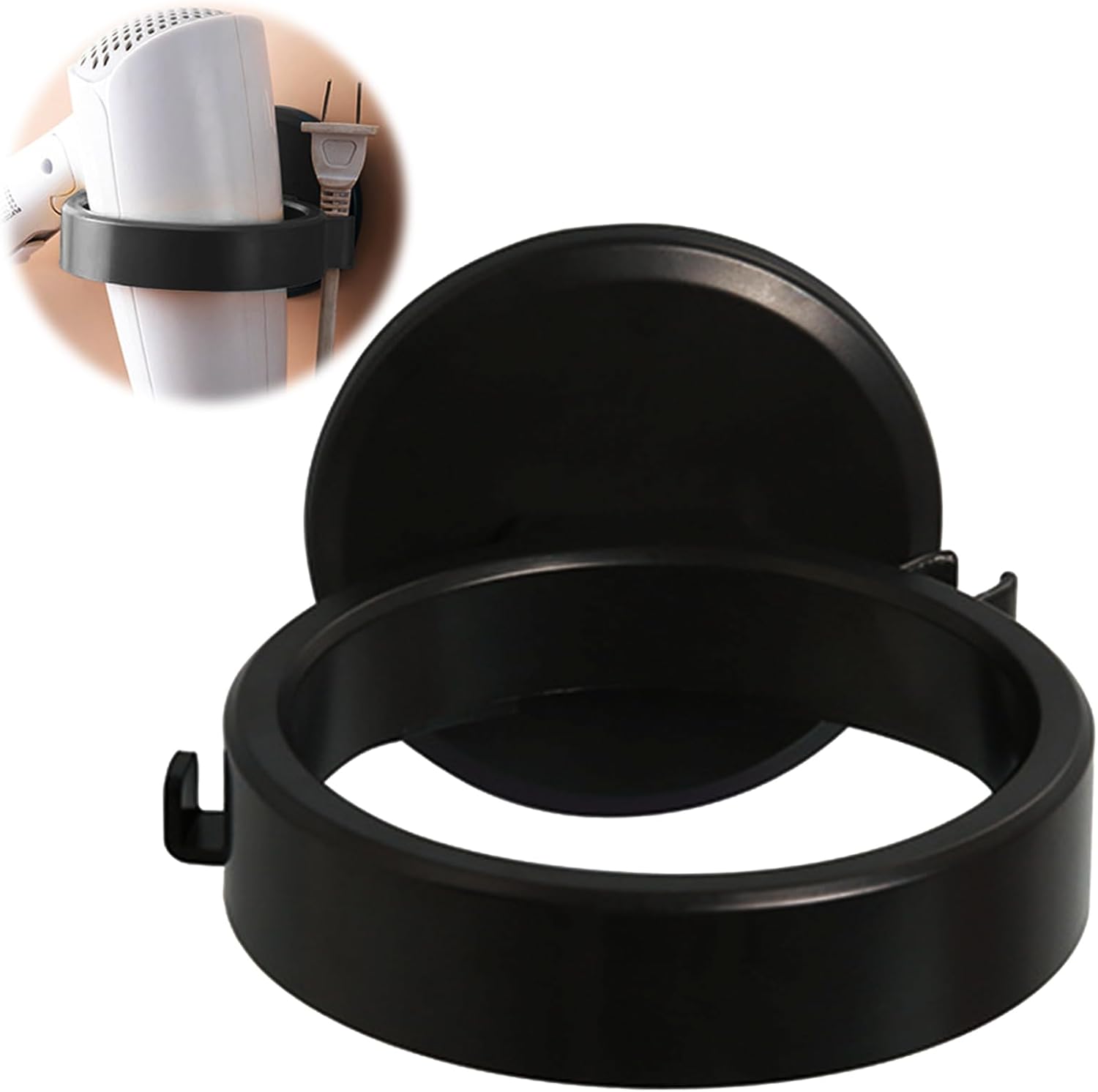 Selbstklebender Haartrocknerhalter Ohne Bohren (schwarz)