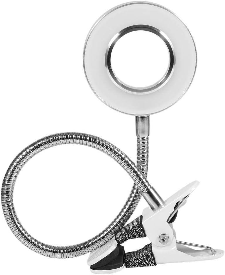 Led-tischlupe Mit Klemme, 3-stufig Dimmbar, Für Bett, Arbeit, Basteln Und Heimwerken, Silber, 1 Stück