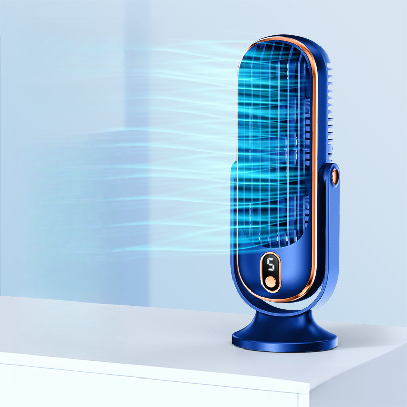 Tragbarer Tischventilator, Usb-anschluss, Wiederaufladbar, 5 Geschwindigkeitsstufen, Leiser Tischventilator, Für Auto, Wohnung Und Schlafzimmer, Blau