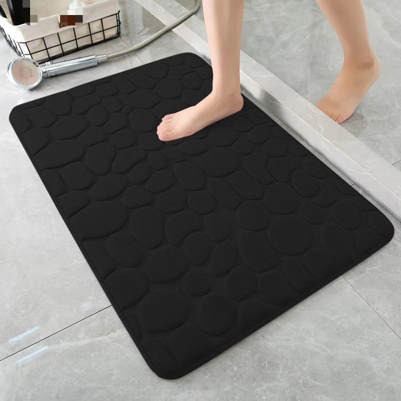 Badematte, Teppich, Rutschfeste Badematte, Saugfähiger Badeteppich, Kieselsteinmuster, Geprägte Matte, Rutschfeste, Saugfähige Matte, 40 X 60 Cm – Schwarz