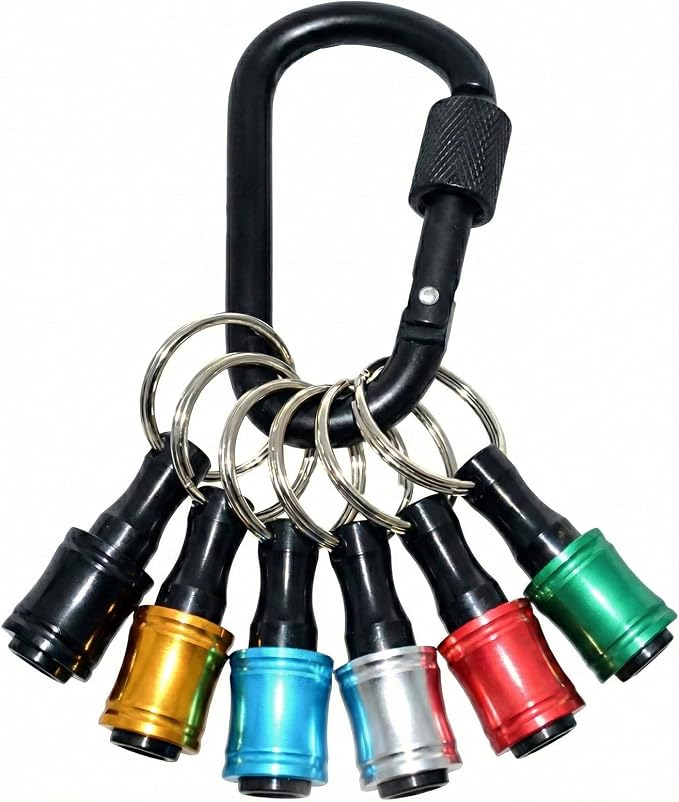 6-teiliges Set: Farbiger Schlüsselanhänger, Verlängerungsstange Für Schraubendreherbits, Karabiner-set, Verlängerungsstange Zur Aufbewahrung Von Sechskant-bohrerbits