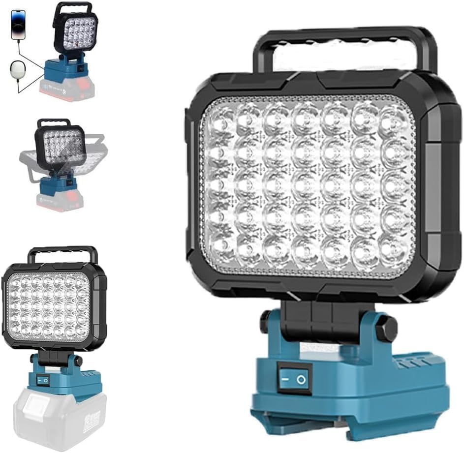 Wiederaufladbare Led-arbeitsleuchte, Kompatibel Mit 18v Makita-akkus, Kabellos, Mit 2 Usb-anschlüssen, Haken Für Garagen