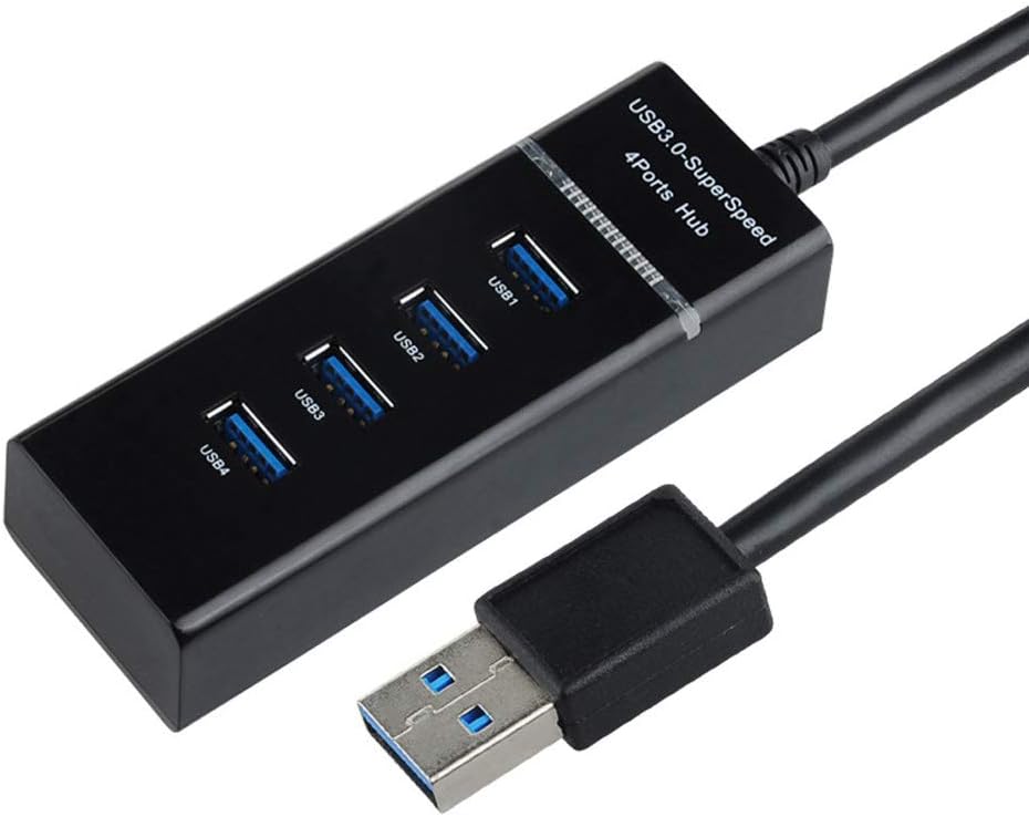 4-port-usb-hub, High-speed Usb 3.0 (5 Gbit/s), Daten-hub, Schnittstellenverlängerung, Adapter, Laptop/desktop, Schwarzes Kabel (120 Cm)