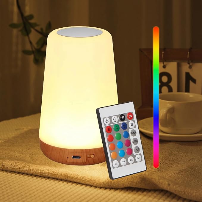 Dimmbares Nachtlicht Mit Touch-funktion, Tragbare Tischlampe Für Schlafzimmer, 5 Helligkeitsstufen, 13 Rgb-farben, Geeignet Für Babyzimmer, Badezimmer, Schreibtisch, Flur