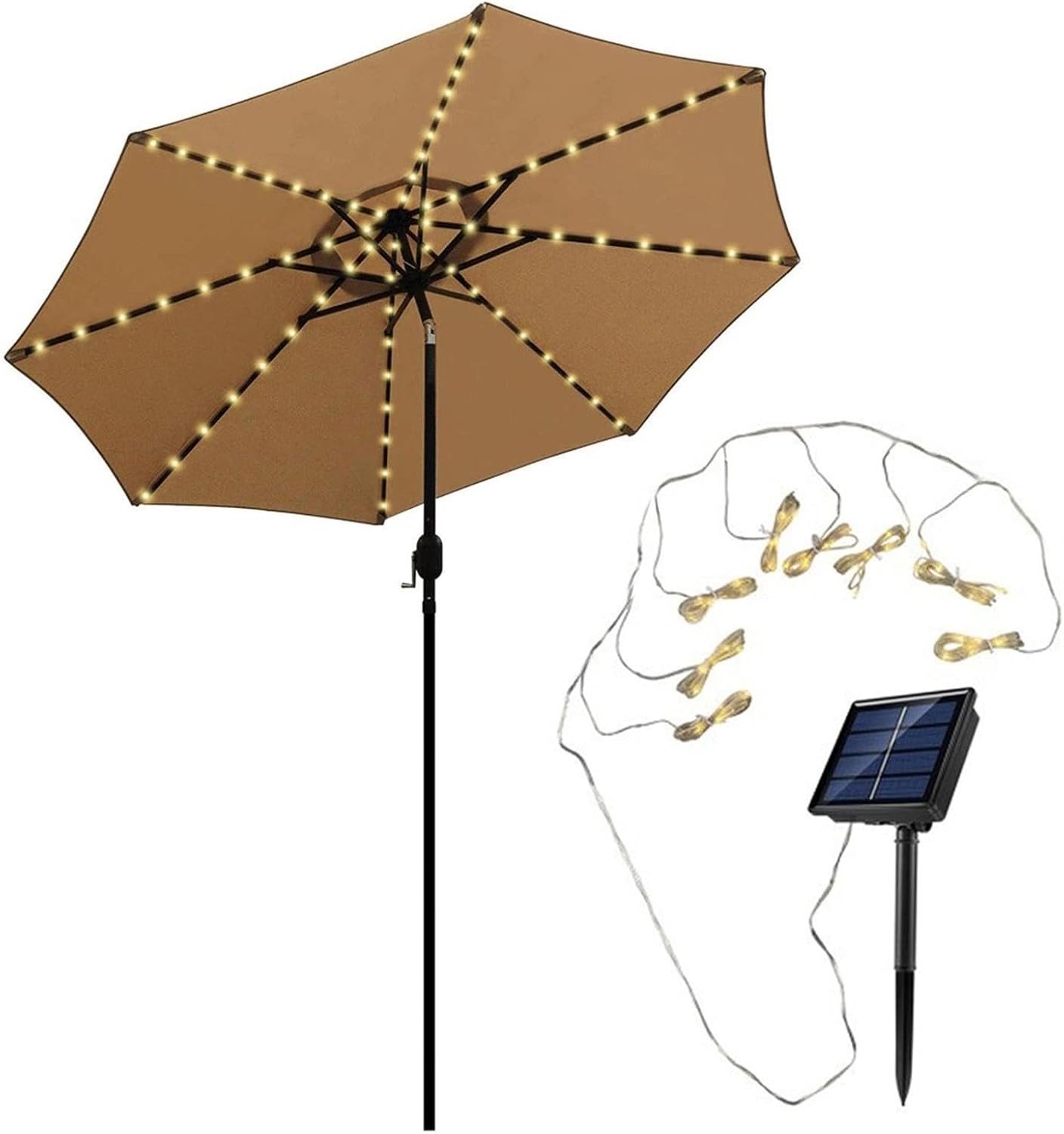 Solarbetriebene Sonnenschirmleuchte, 104 Leds, 8 Modi, Für Den Außenbereich, Geeignet Für Terrassen Und Sonnenschirme.