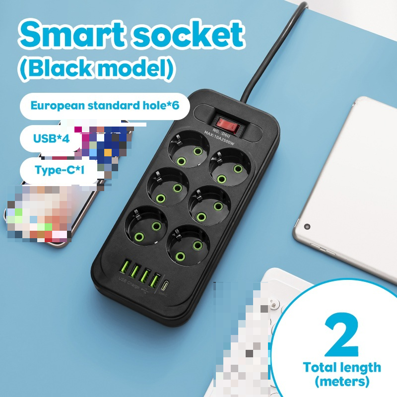 Mehrfachsteckdosenleiste Mit Usb-anschlüssen (schwarz), Tischsteckdosenverlängerung.