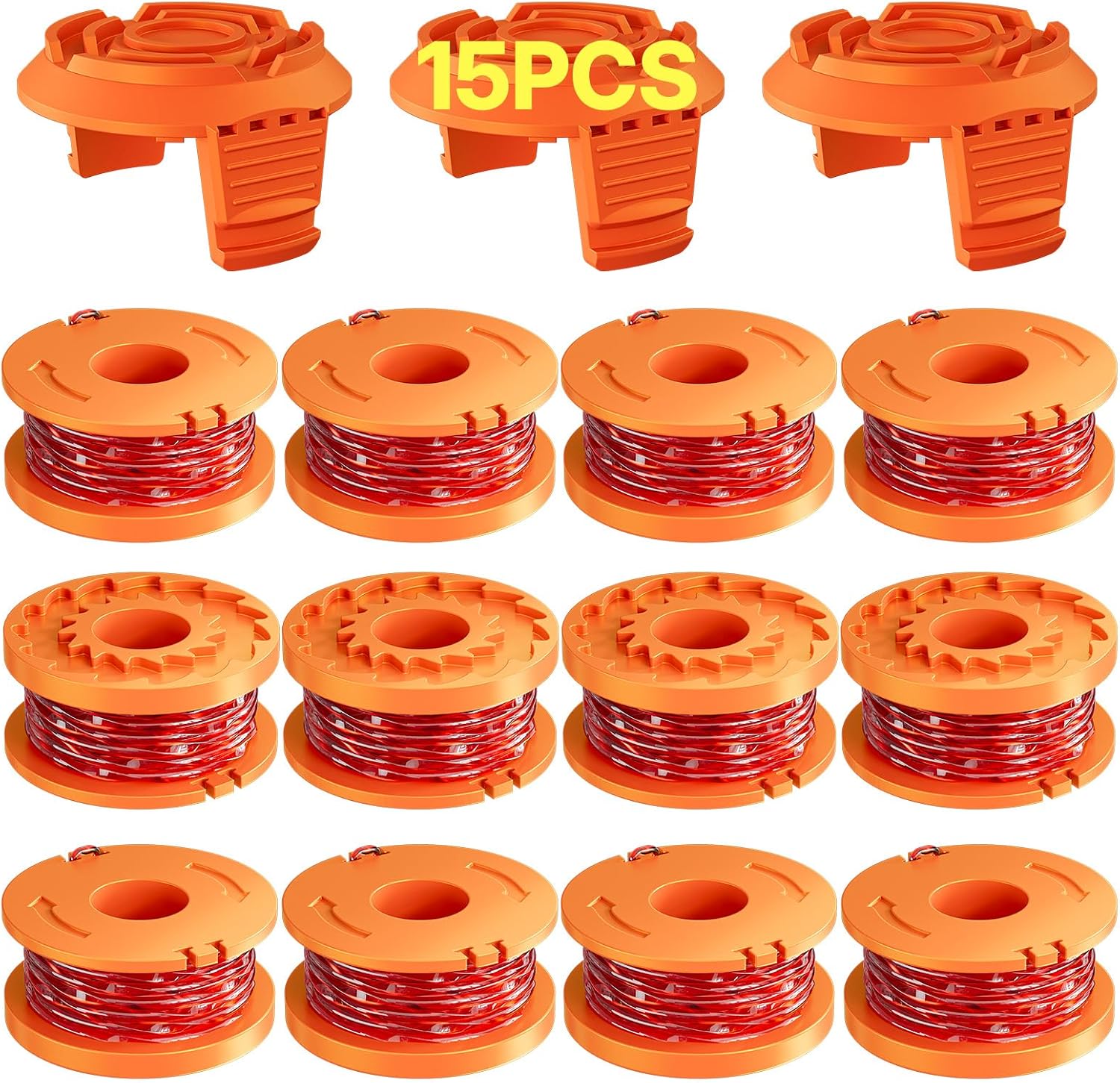 Worx Wa0010 Wa6531 Trimmerfaden-ersatzset Mit 12 Spulen Und 3 Trimmerkappen