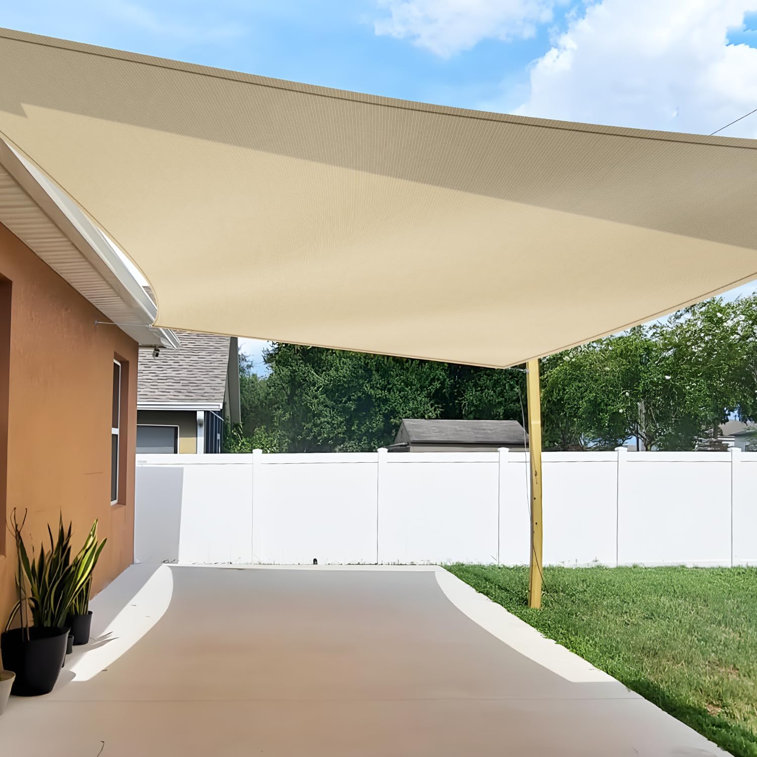Rechteckiges Sonnensegel, Uv-schutz, Sonnenschutzgewebe, Pavillonabdeckung Für Terrasse, Garten, Deck, Beige, 2 X 2 M