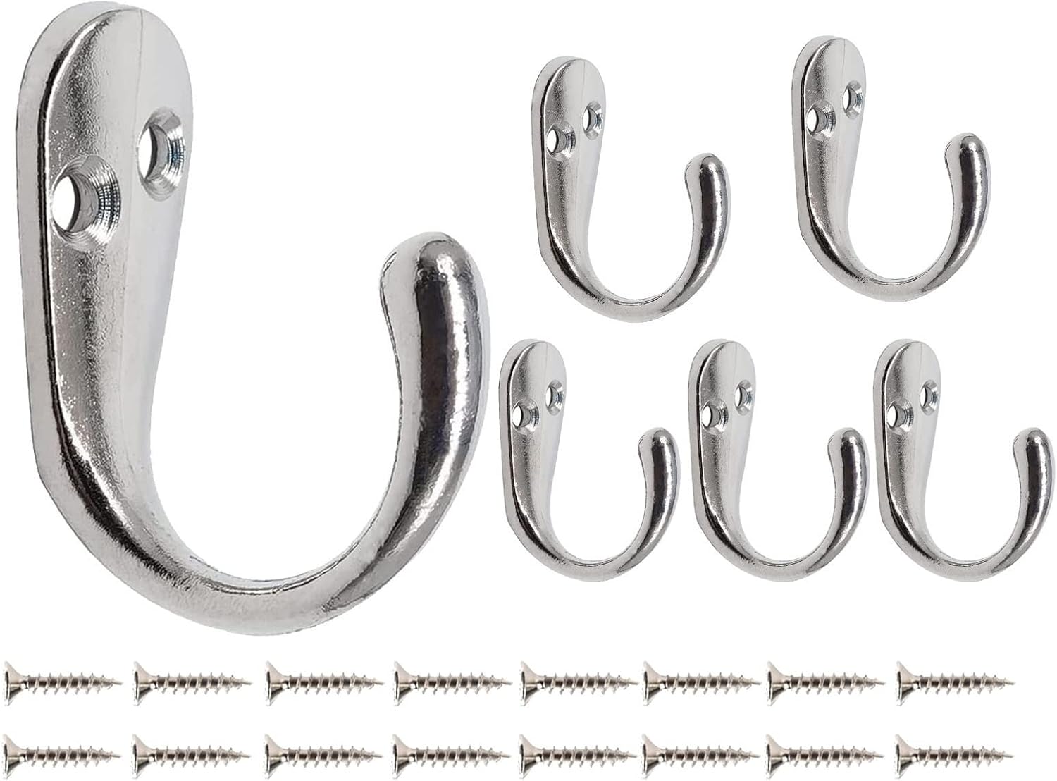 Haken, 10er-set Verchromte Haken, Einzelhaken, Zum Aufhängen Von Kleidung/jacken/handtüchern/hüten/schlüsseln, Silberfarben
