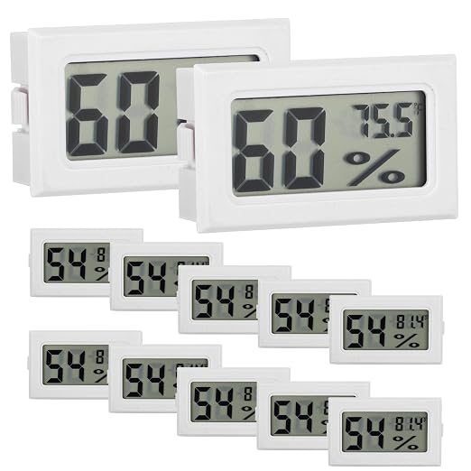 10er-pack Mini-digital-lcd-thermometer & Hygrometer Für Reptilien (weiß)