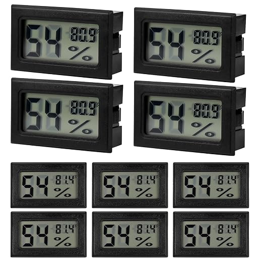 10er-pack Mini-digital-lcd-thermometer & Hygrometer Für Reptilien (schwarz)