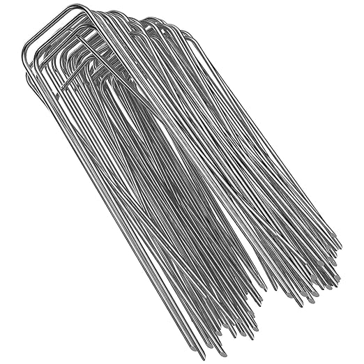 100 Erdanker Für Landschaftsgewebe (15 Cm / 6 Zoll Länge, 3,0 Mm Drahtdurchmesser, 4 Cm Breite) - Robuste Gartenheringe
