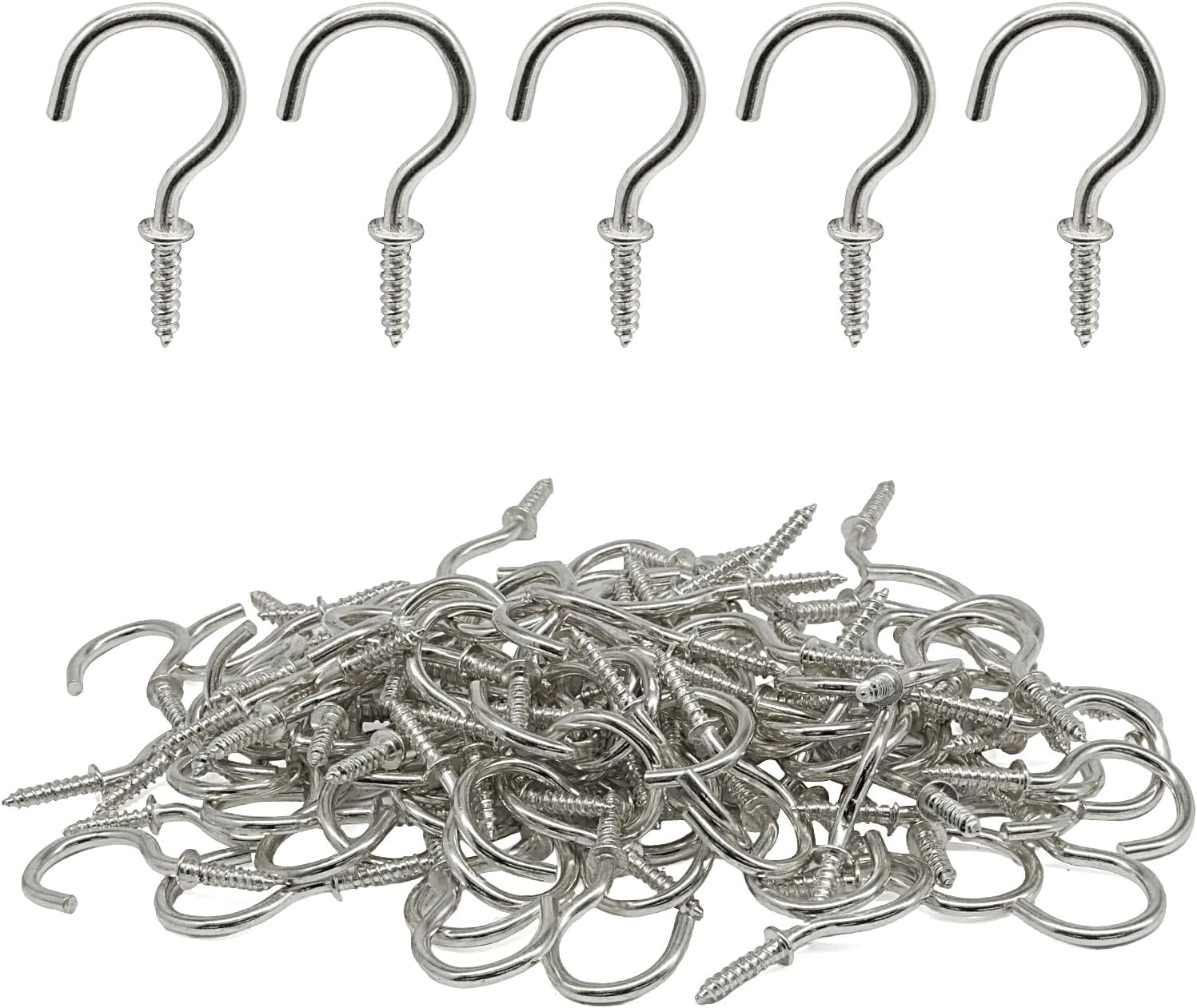100 Schraubhaken, 1-1/4 Zoll Schraubhaken, Silberne Schraubhaken, Geeignet Für Den Innen- Und Außenbereich Mit Geschirr, Pflanzen, Körben, Lichtern Und Kränzen