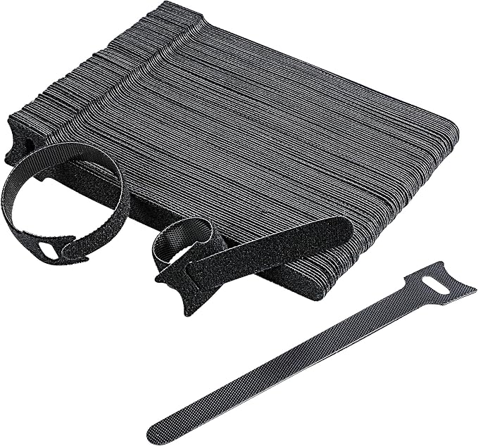 Kabelbinder, Klettverschlüsse, Kabelorganisatoren, Verstellbare Kabelbinder, Zur Kabelführung, 100 Stück, Schwarz – 12 X 150 Mm