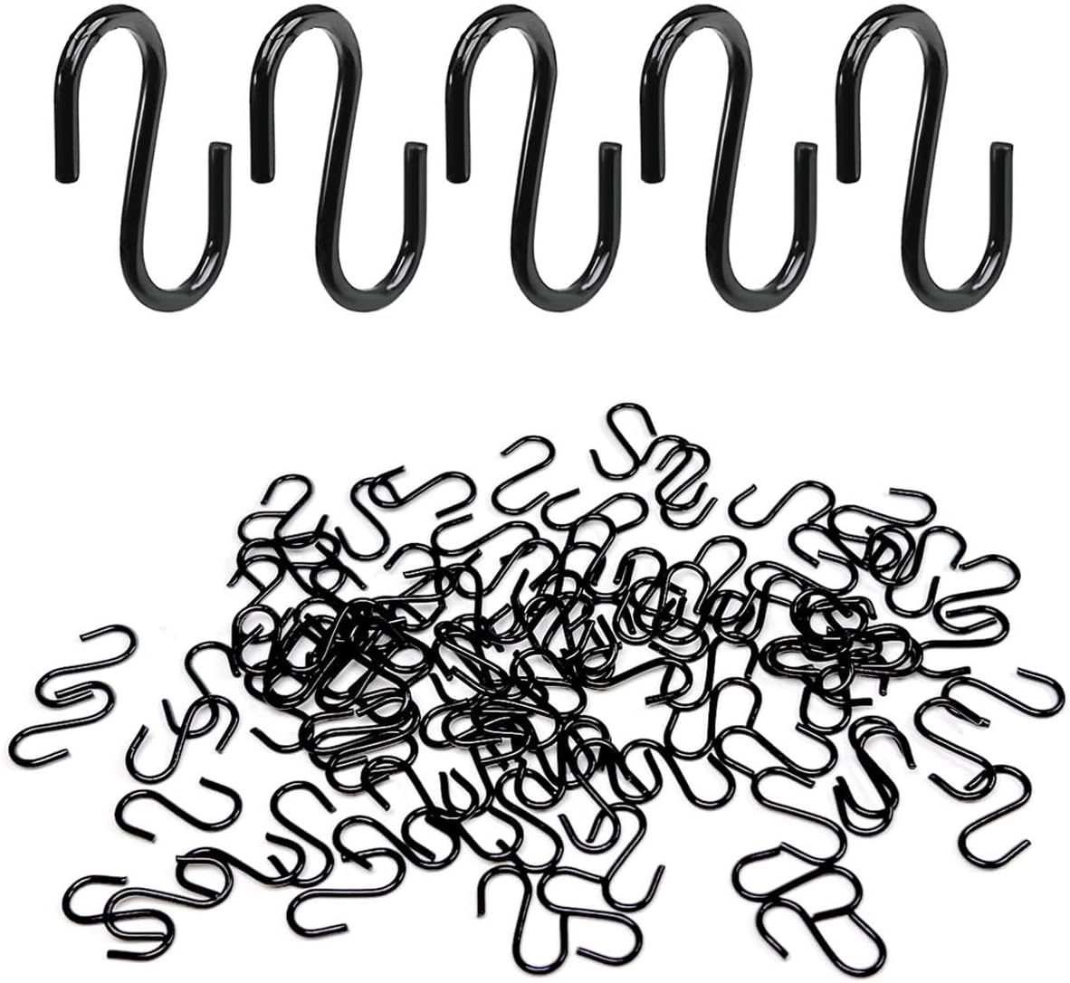 100 Mini-haken Zum Aufhängen, Haken, Dekohaken, S-haken, Metall-s-haken, Schmuck-schlüsselanhänger, Halsketten, Schwarz – Länge 25 Mm